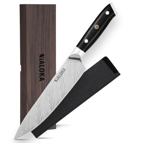 8 Inch Chef Knife Japanese Chef's Knife 7Cr17MoV High Carbon Steel Japanese Knife Full Tang G10 Handle Black Titanium Coated Blade Professional C